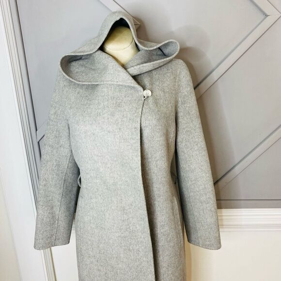 Theory Gray Wool / Cashmere Blend Wilrose Winsome Hooded Coat Size Large - Picture 4 of 14